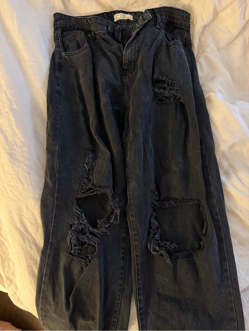 Women’s Distressed Black Jeans - Classic High-Rise Fit